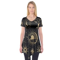 Asian-set With Clouds Moon-sun Stars Vector Collection Oriental Chinese Japanese Korean Style Short Sleeve Tunic  by Bangk1t