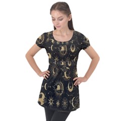 Asian-set With Clouds Moon-sun Stars Vector Collection Oriental Chinese Japanese Korean Style Puff Sleeve Tunic Top by Bangk1t