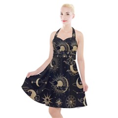 Asian-set With Clouds Moon-sun Stars Vector Collection Oriental Chinese Japanese Korean Style Halter Party Swing Dress  by Bangk1t