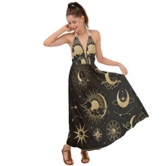 Asian-set With Clouds Moon-sun Stars Vector Collection Oriental Chinese Japanese Korean Style Backless Maxi Beach Dress by Bangk1t