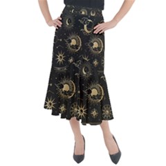 Asian-set With Clouds Moon-sun Stars Vector Collection Oriental Chinese Japanese Korean Style Midi Mermaid Skirt by Bangk1t