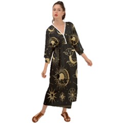 Asian-set With Clouds Moon-sun Stars Vector Collection Oriental Chinese Japanese Korean Style Grecian Style  Maxi Dress by Bangk1t