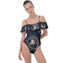 Asian-set With Clouds Moon-sun Stars Vector Collection Oriental Chinese Japanese Korean Style Frill Detail One Piece Swimsuit View1