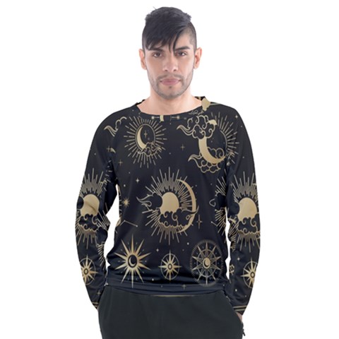 Asian-set With Clouds Moon-sun Stars Vector Collection Oriental Chinese Japanese Korean Style Men s Long Sleeve Raglan Tee by Bangk1t