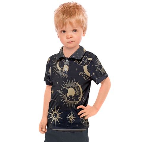 Asian-set With Clouds Moon-sun Stars Vector Collection Oriental Chinese Japanese Korean Style Kids  Polo Tee by Bangk1t