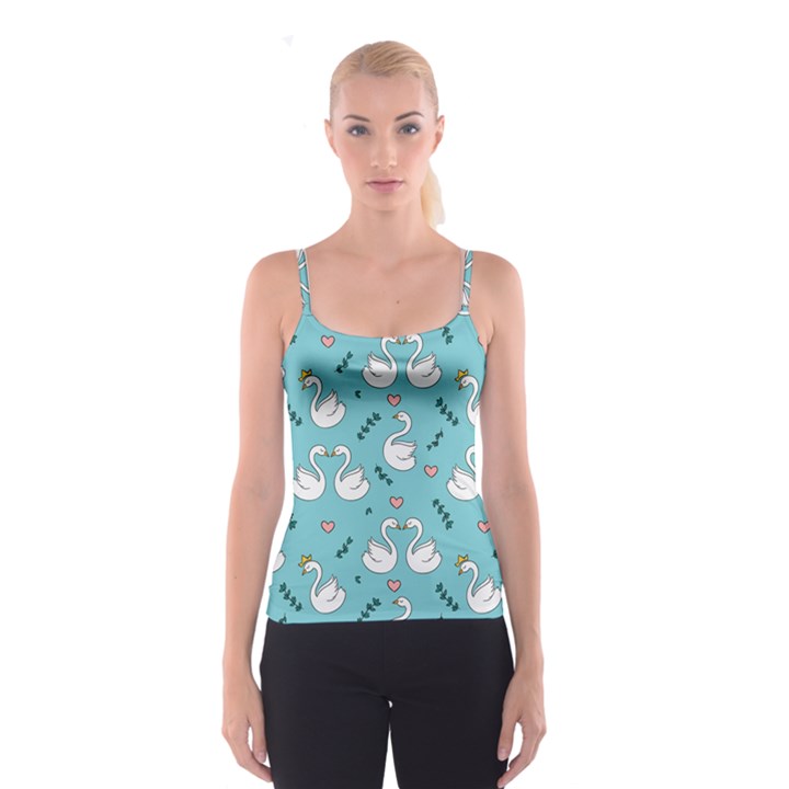 Elegant Swan Pattern Design Spaghetti Strap Top