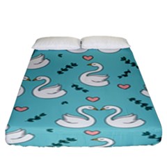 Elegant Swan Pattern Design Fitted Sheet (King Size)