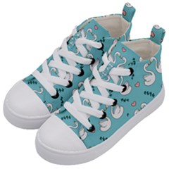 Elegant Swan Pattern Design Kids  Mid-top Canvas Sneakers by Bangk1t