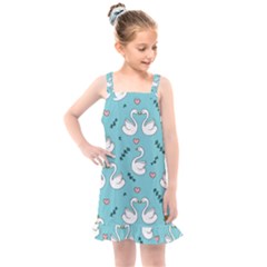 Elegant Swan Pattern Design Kids  Overall Dress