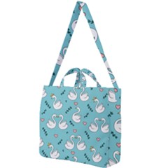 Elegant Swan Pattern Design Square Shoulder Tote Bag