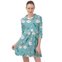 Elegant Swan Pattern Design Mini Skater Shirt Dress View1