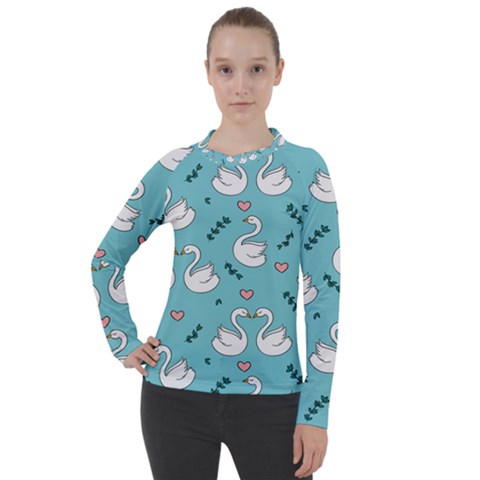 Elegant Swan Pattern Design Women s Pique Long Sleeve Tee by Bangk1t