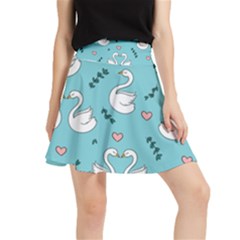 Elegant Swan Pattern Design Waistband Skirt