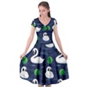 Swan Pattern Elegant Design Cap Sleeve Wrap Front Dress View1