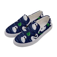 Swan Pattern Elegant Design Women s Canvas Slip Ons by Bangk1t