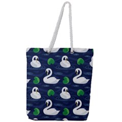 Swan Pattern Elegant Design Full Print Rope Handle Tote (large) by Bangk1t