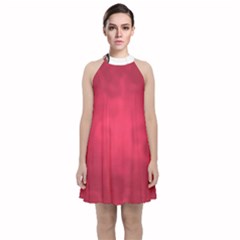 Amaranth Turbulance Cameurut Velvet Halter Neckline Dress 