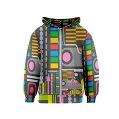 Pattern Geometric Abstract Colorful Arrows Lines Circles Triangles Kids  Zipper Hoodie by Bangk1t