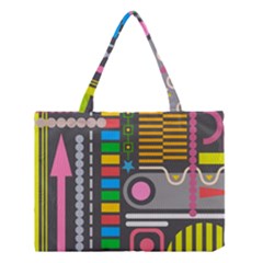 Pattern Geometric Abstract Colorful Arrows Lines Circles Triangles Medium Tote Bag by Bangk1t