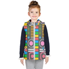 Pattern Geometric Abstract Colorful Arrows Lines Circles Triangles Kids  Hooded Puffer Vest by Bangk1t