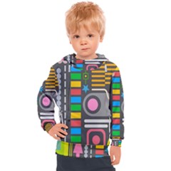 Pattern Geometric Abstract Colorful Arrows Lines Circles Triangles Kids  Hooded Pullover by Bangk1t