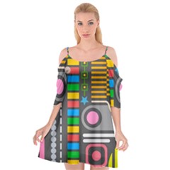 Pattern Geometric Abstract Colorful Arrows Lines Circles Triangles Cutout Spaghetti Strap Chiffon Dress by Bangk1t