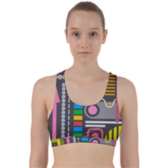 Pattern Geometric Abstract Colorful Arrows Lines Circles Triangles Back Weave Sports Bra by Bangk1t