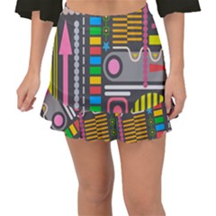 Pattern Geometric Abstract Colorful Arrows Lines Circles Triangles Fishtail Mini Chiffon Skirt by Bangk1t