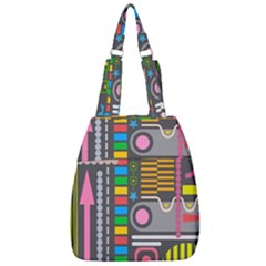 Pattern Geometric Abstract Colorful Arrows Lines Circles Triangles Center Zip Backpack by Bangk1t