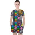 Pattern Geometric Abstract Colorful Arrows Lines Circles Triangles Women s Tee and Shorts Set View1