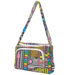 Pattern Geometric Abstract Colorful Arrows Lines Circles Triangles Front Pocket Crossbody Bag