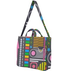 Pattern Geometric Abstract Colorful Arrows Lines Circles Triangles Square Shoulder Tote Bag by Bangk1t