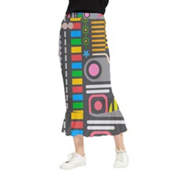 Pattern Geometric Abstract Colorful Arrows Lines Circles Triangles Maxi Fishtail Chiffon Skirt by Bangk1t