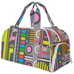 Pattern Geometric Abstract Colorful Arrows Lines Circles Triangles Burner Gym Duffel Bag by Bangk1t