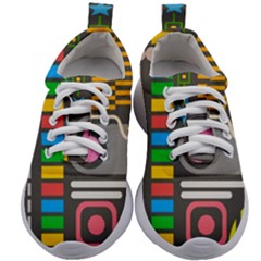 Pattern Geometric Abstract Colorful Arrows Lines Circles Triangles Kids Athletic Shoes by Bangk1t