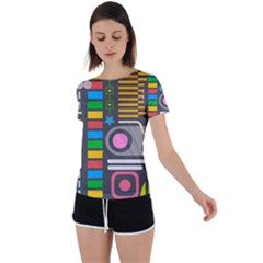 Pattern Geometric Abstract Colorful Arrows Lines Circles Triangles Back Circle Cutout Sports Tee by Bangk1t