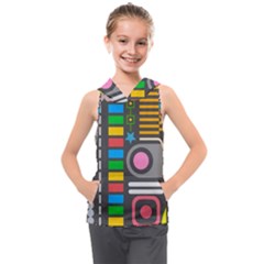 Pattern Geometric Abstract Colorful Arrows Lines Circles Triangles Kids  Sleeveless Hoodie by Bangk1t