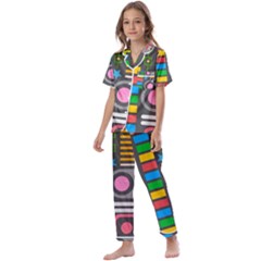 Pattern Geometric Abstract Colorful Arrows Lines Circles Triangles Kids  Satin Short Sleeve Pajamas Set by Bangk1t