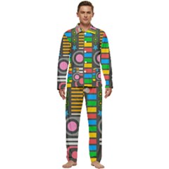 Pattern Geometric Abstract Colorful Arrows Lines Circles Triangles Men s Long Sleeve Velvet Pocket Pajamas Set by Bangk1t