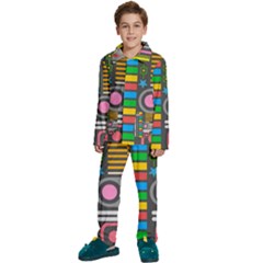 Pattern Geometric Abstract Colorful Arrows Lines Circles Triangles Kids  Long Sleeve Velvet Pajamas Set by Bangk1t