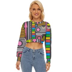 Pattern Geometric Abstract Colorful Arrows Lines Circles Triangles Lightweight Long Sleeve Sweatshirt by Bangk1t