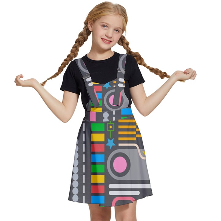 Pattern Geometric Abstract Colorful Arrows Lines Circles Triangles Kids  Apron Dress