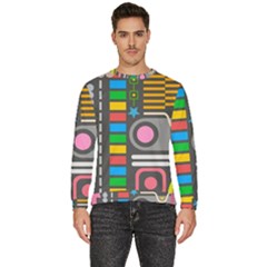 Pattern Geometric Abstract Colorful Arrows Lines Circles Triangles Men s Fleece Sweatshirt by Bangk1t