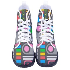 Pattern Geometric Abstract Colorful Arrows Lines Circles Triangles Men s High-top Canvas Sneakers by Bangk1t