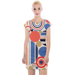 Geometric Abstract Pattern Colorful Flat Circles Decoration Cap Sleeve Bodycon Dress by Bangk1t