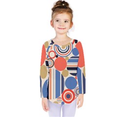 Geometric Abstract Pattern Colorful Flat Circles Decoration Kids  Long Sleeve Tee