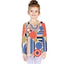 Geometric Abstract Pattern Colorful Flat Circles Decoration Kids  Long Sleeve Tee View1