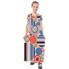 Geometric Abstract Pattern Colorful Flat Circles Decoration Kids  Short Sleeve Maxi Dress by Bangk1t