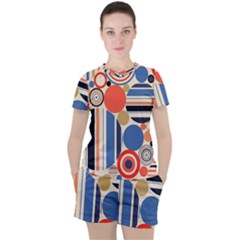 Geometric Abstract Pattern Colorful Flat Circles Decoration Women s Tee And Shorts Set