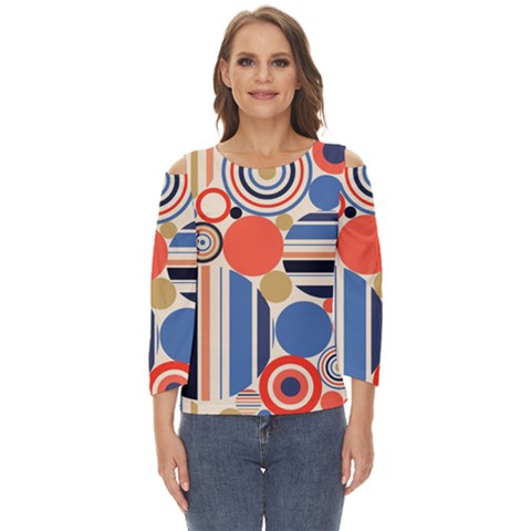 Geometric Abstract Pattern Colorful Flat Circles Decoration Cut Out Wide Sleeve Top by Bangk1t